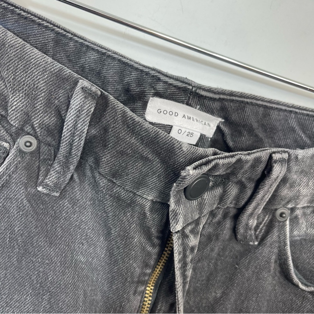 Good American 90s Trouser Jeans 25 Washed Black High Rise Vintage Retro Baggy - Picture 8 of 15